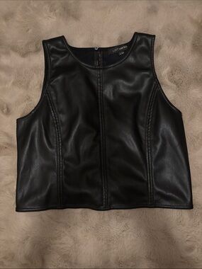 LOFT Verso Black Faux Leather Crop Top